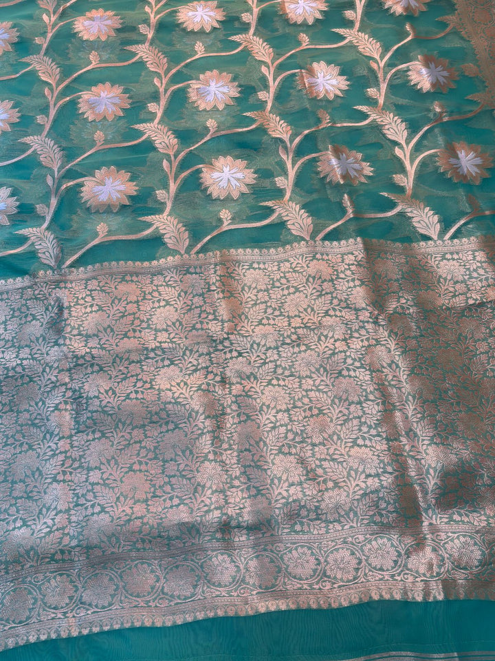 Ocean Heart Organza Silk Saree