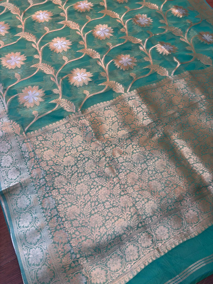Ocean Heart Organza Silk Saree
