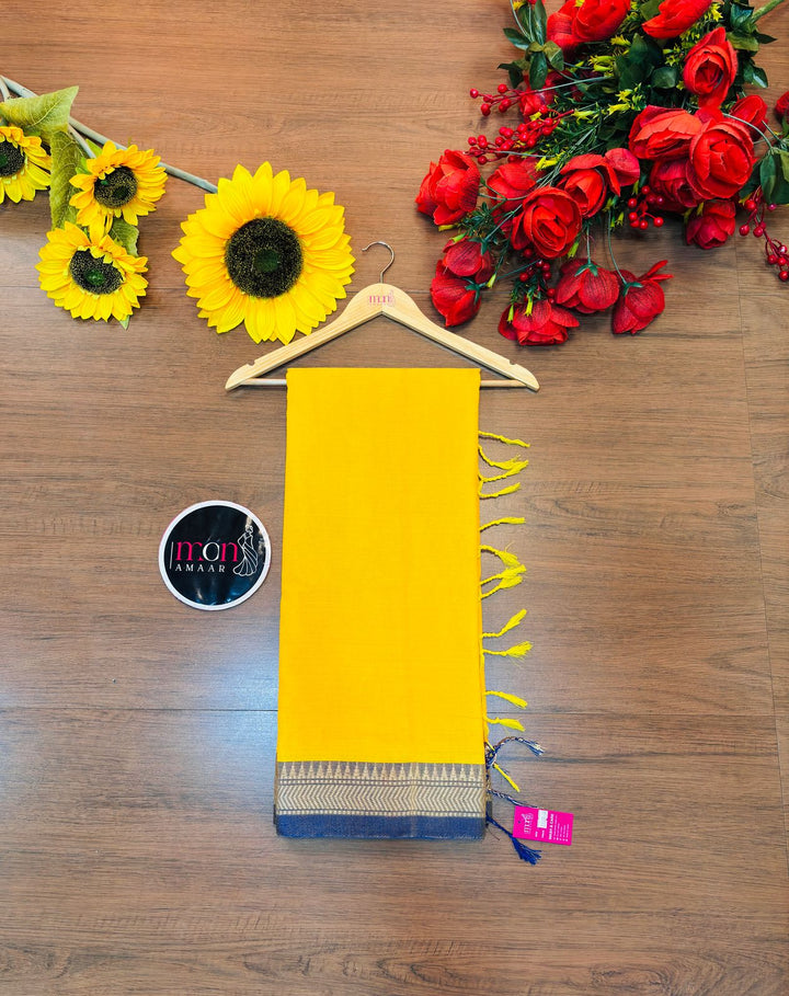 Gratifying Pure Khadi Cotton Yellow Saree
