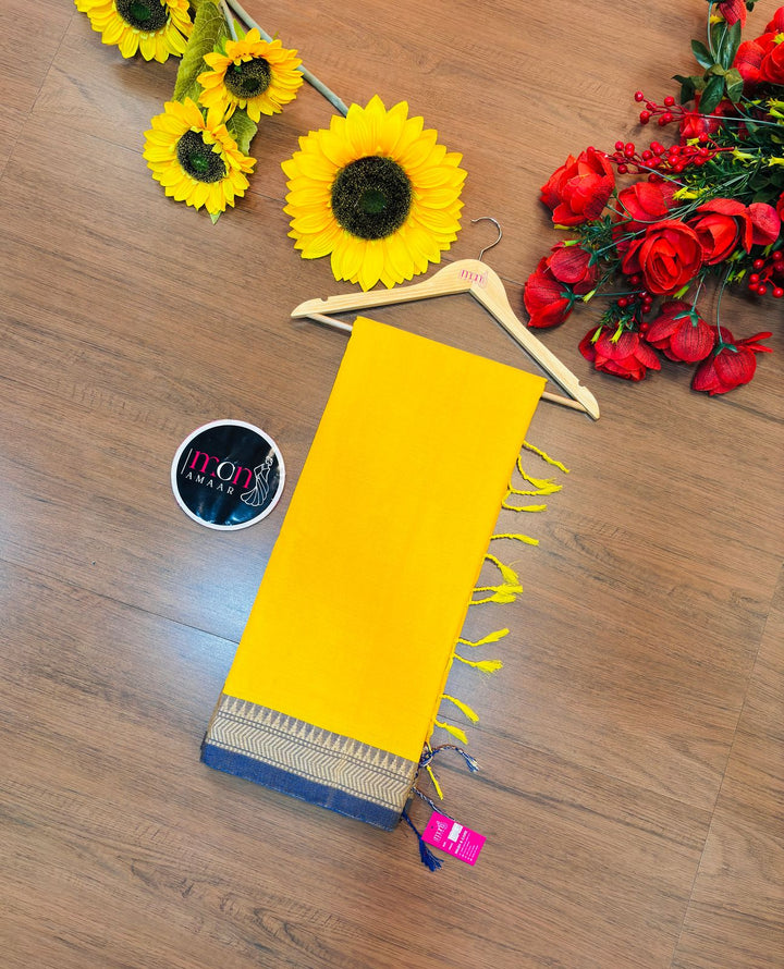 Gratifying Pure Khadi Cotton Yellow Saree