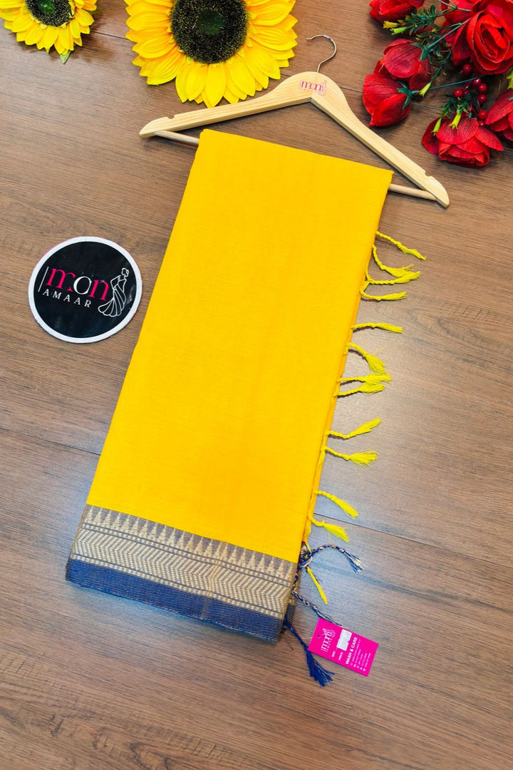 Gratifying Pure Khadi Cotton Yellow Saree