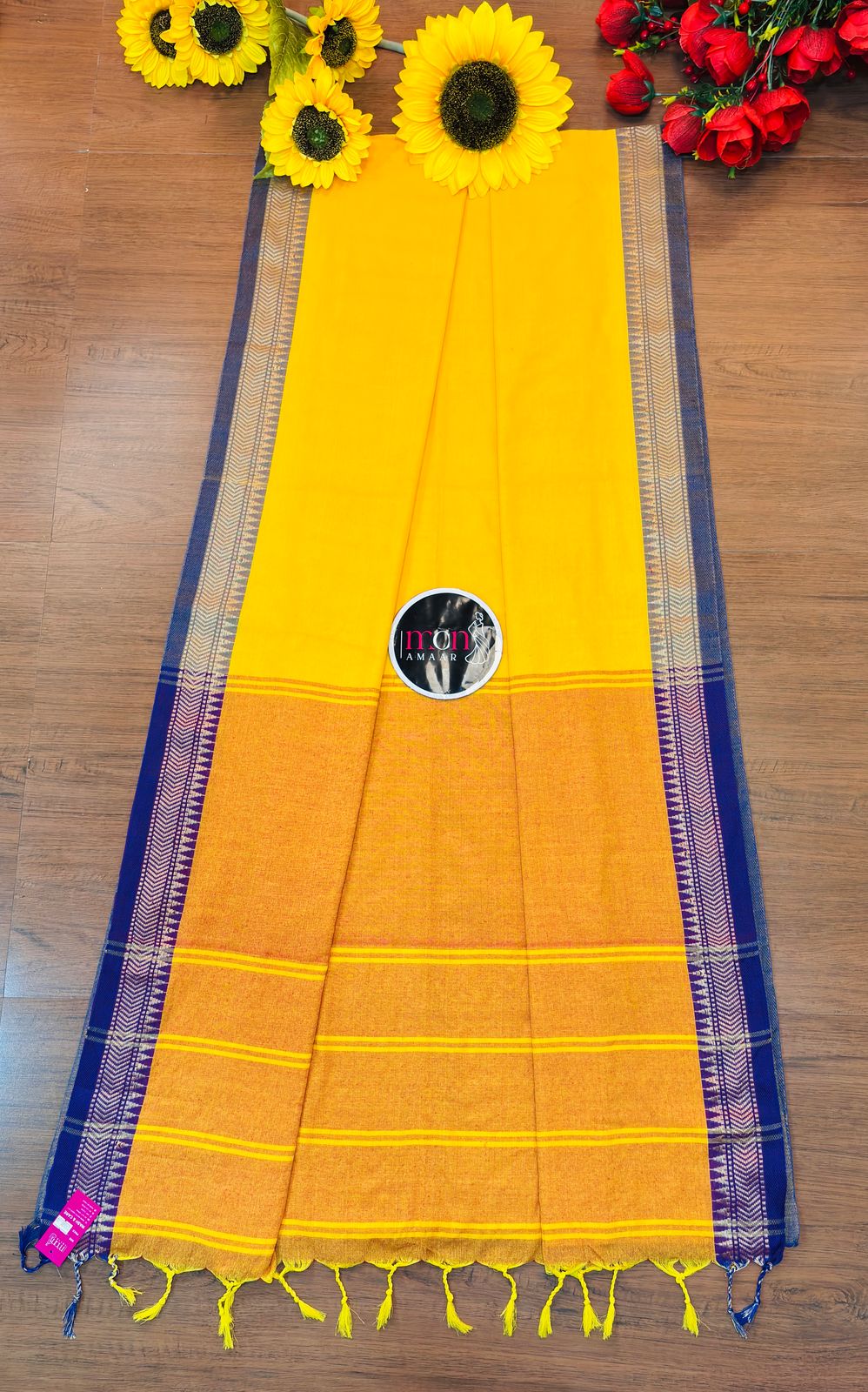 Gratifying Pure Khadi Cotton Yellow Saree