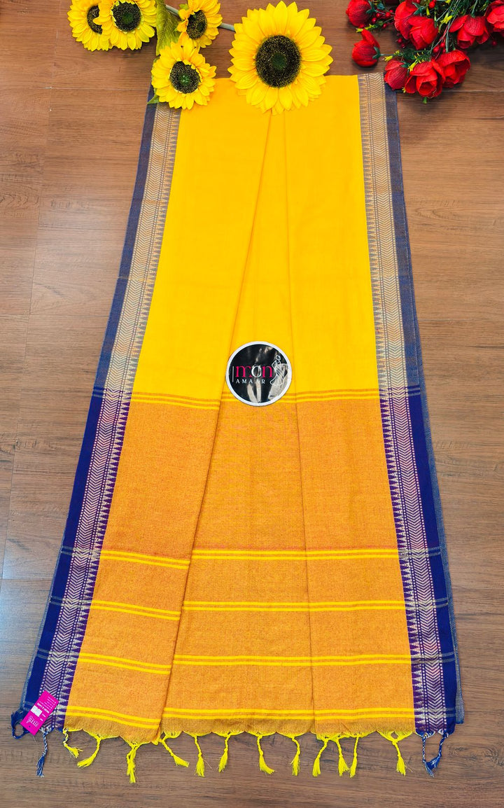 Gratifying Pure Khadi Cotton Yellow Saree