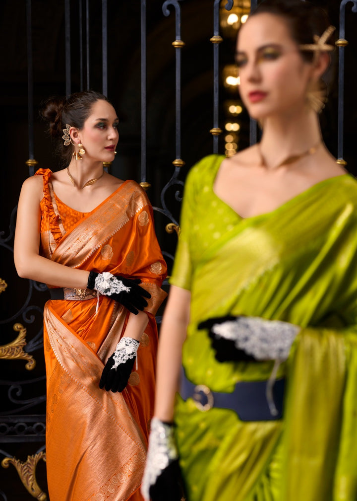 A single Bloom Green Muga Silk Saree