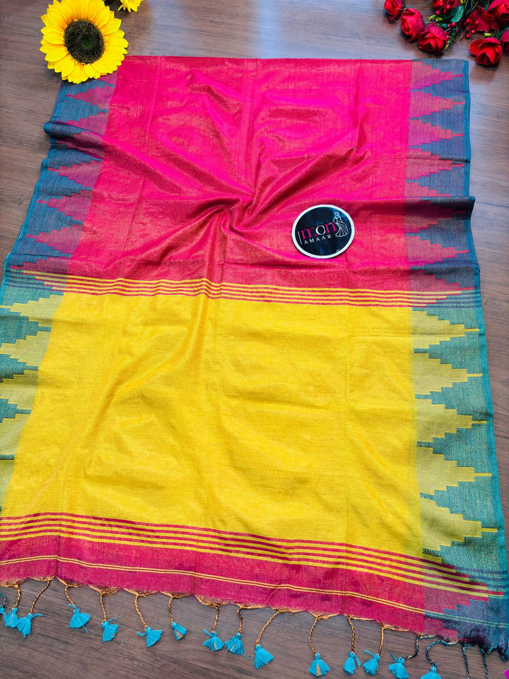 Temple Border  Tissue Khadi Saree