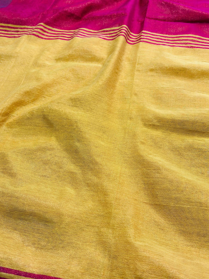 Temple Border  Tissue Khadi Saree