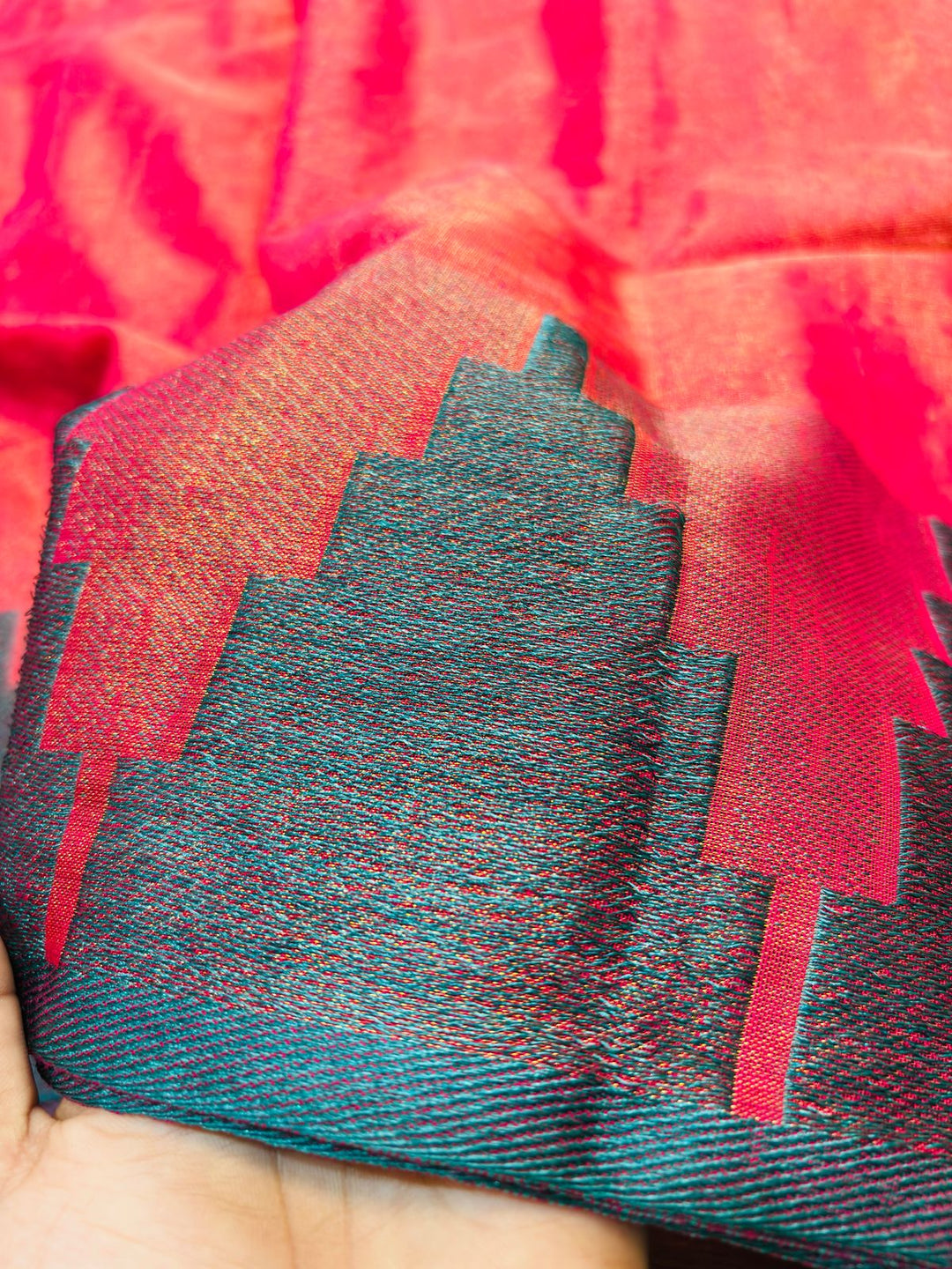 Temple Border  Tissue Khadi Saree