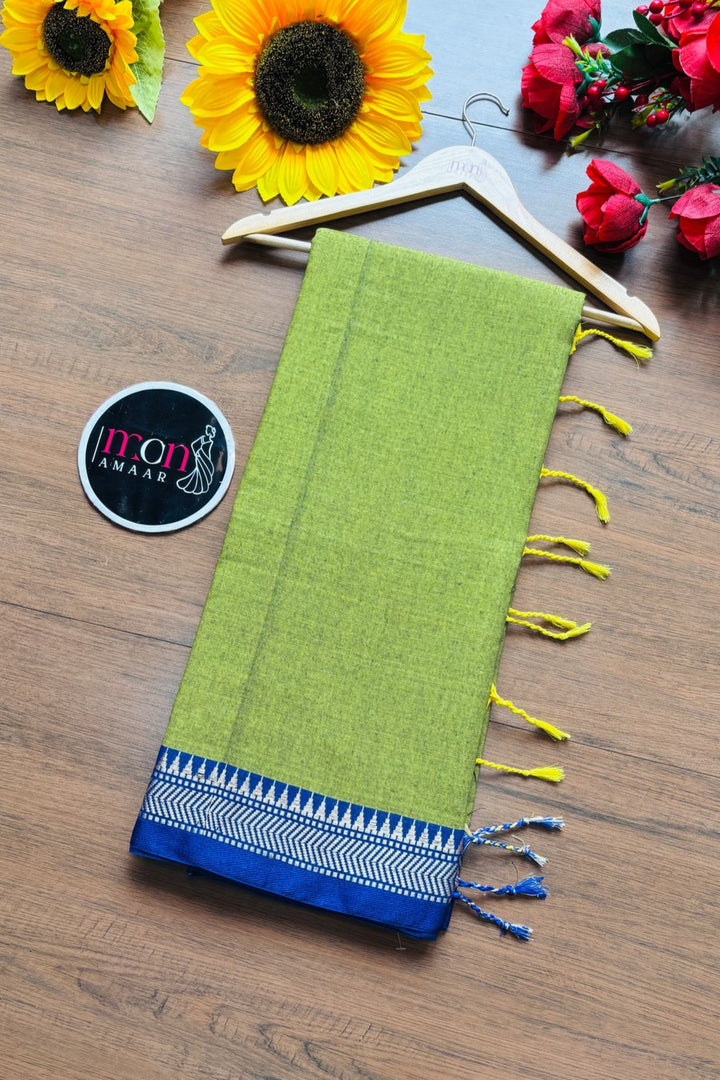 Gratifying Pure Khadi Green Cotton Saree