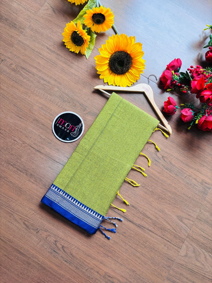 Gratifying Pure Khadi Green Cotton Saree