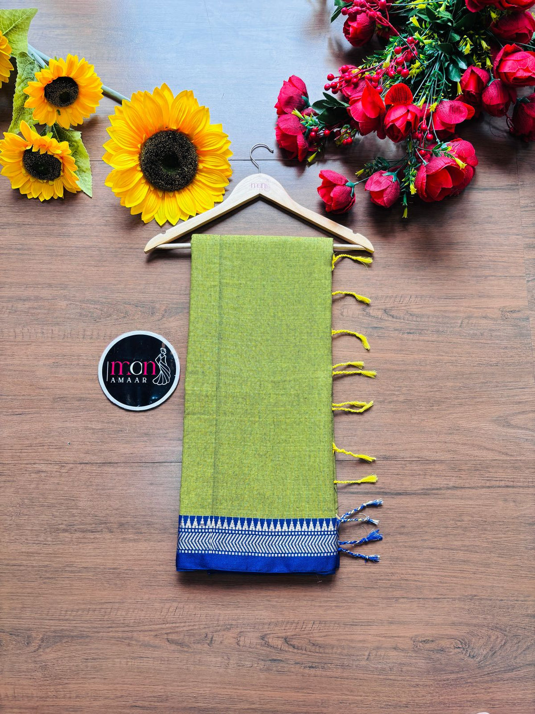 Gratifying Pure Khadi Green Cotton Saree