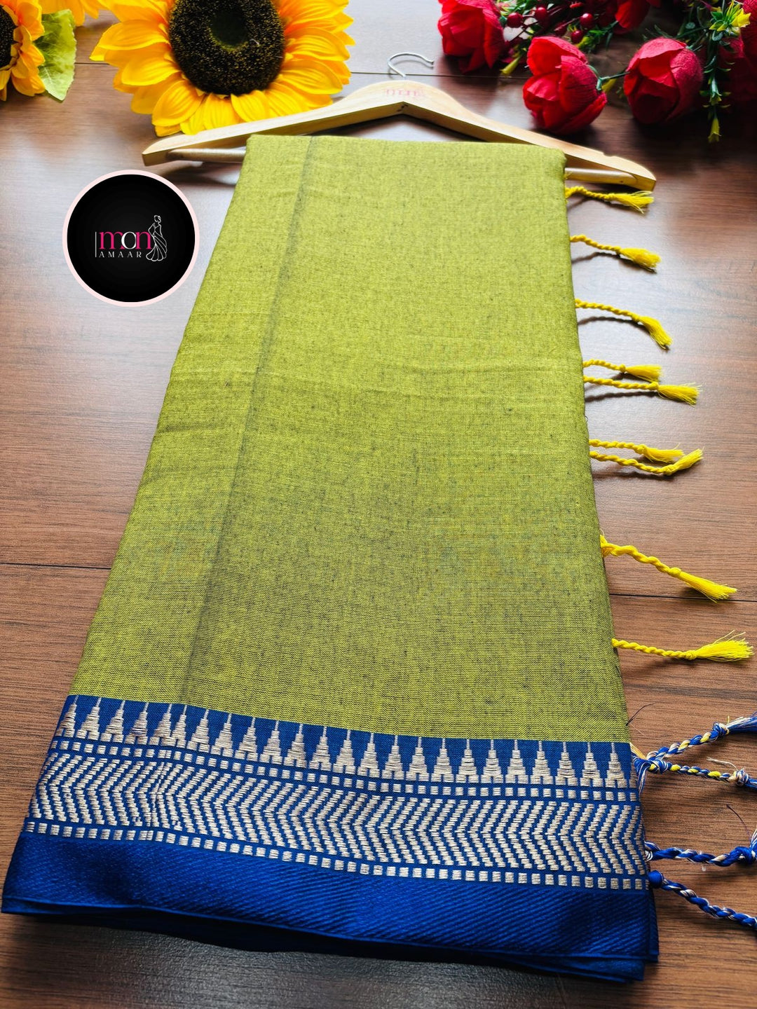 Gratifying Pure Khadi Green Cotton Saree