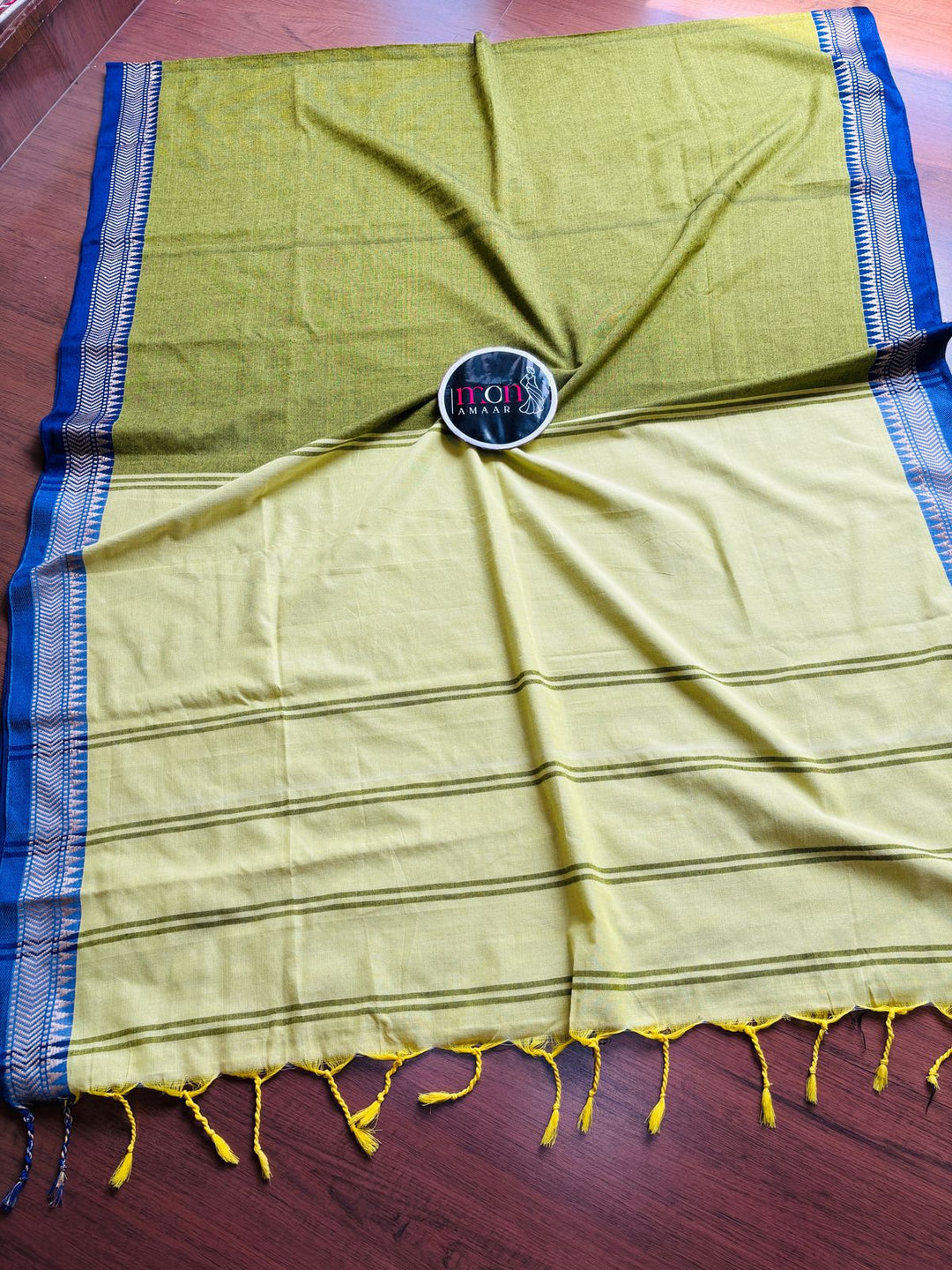 Gratifying Pure Khadi Green Cotton Saree