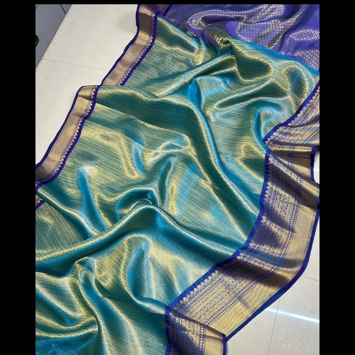 Whispering Leaves Banarasi Tanchoi Silk Saree
