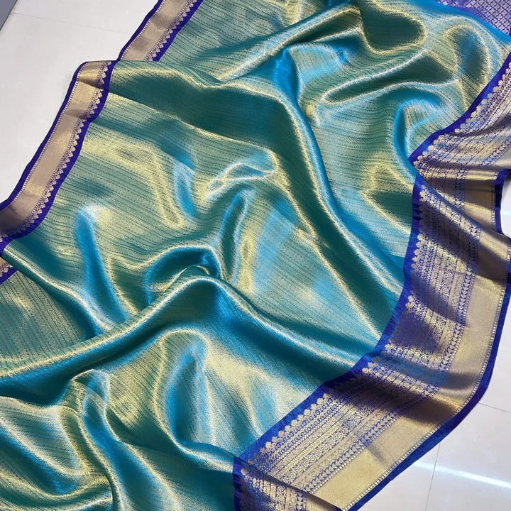Whispering Leaves Banarasi Tanchoi Silk Saree