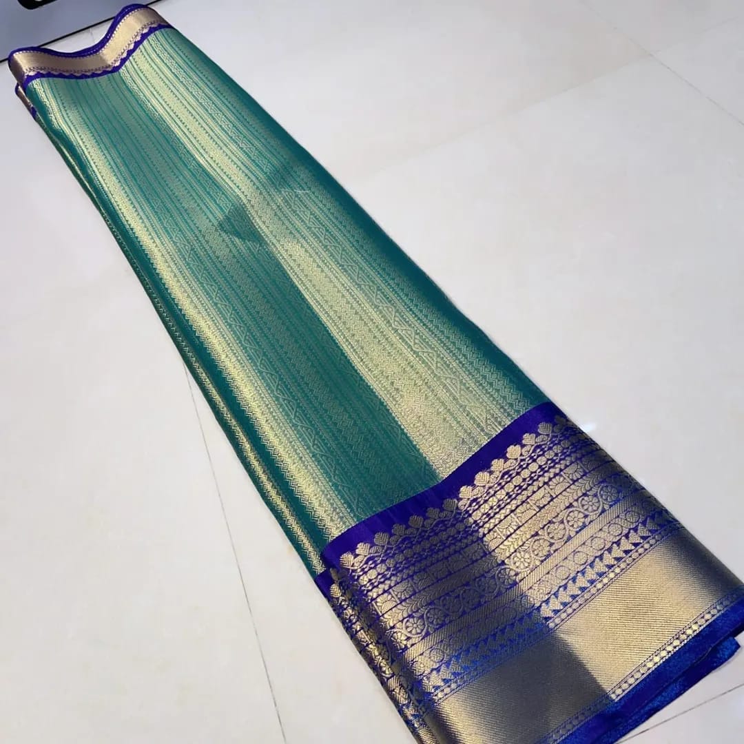 Whispering Leaves Banarasi Tanchoi Silk Saree