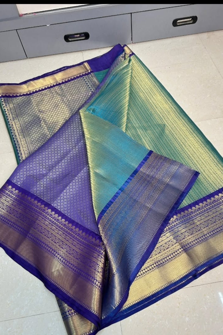Whispering Leaves Banarasi Tanchoi Silk Saree