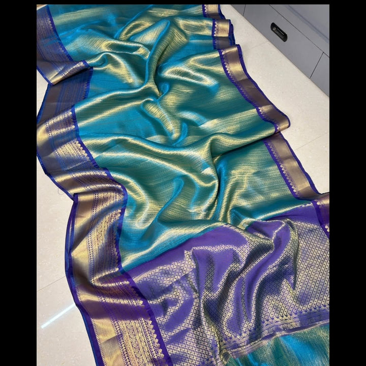 Whispering Leaves Banarasi Tanchoi Silk Saree