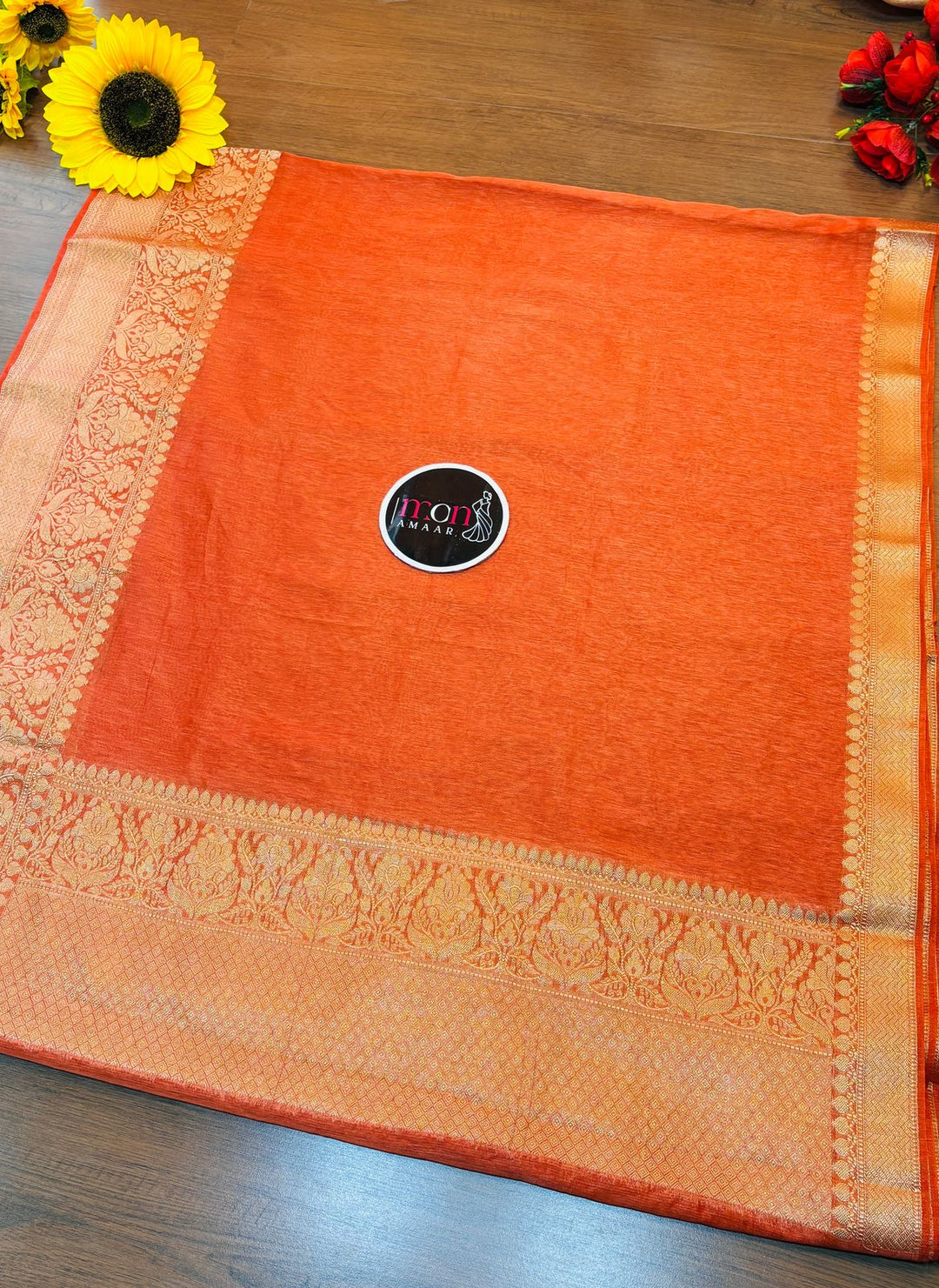 Pure Handwoven Silk Linen Banarasi Saree [new]