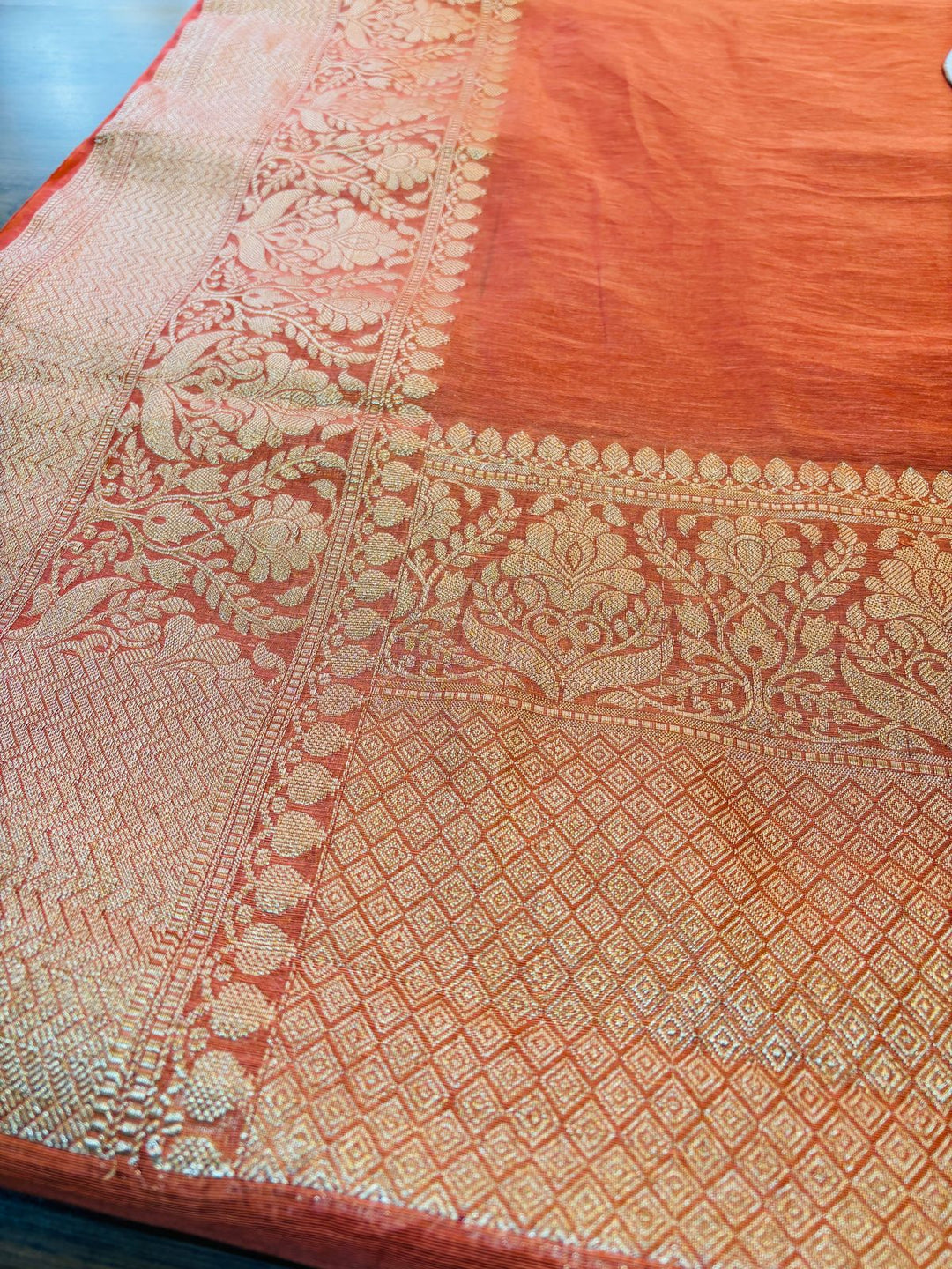 Pure Handwoven Silk Linen Banarasi Saree [new]