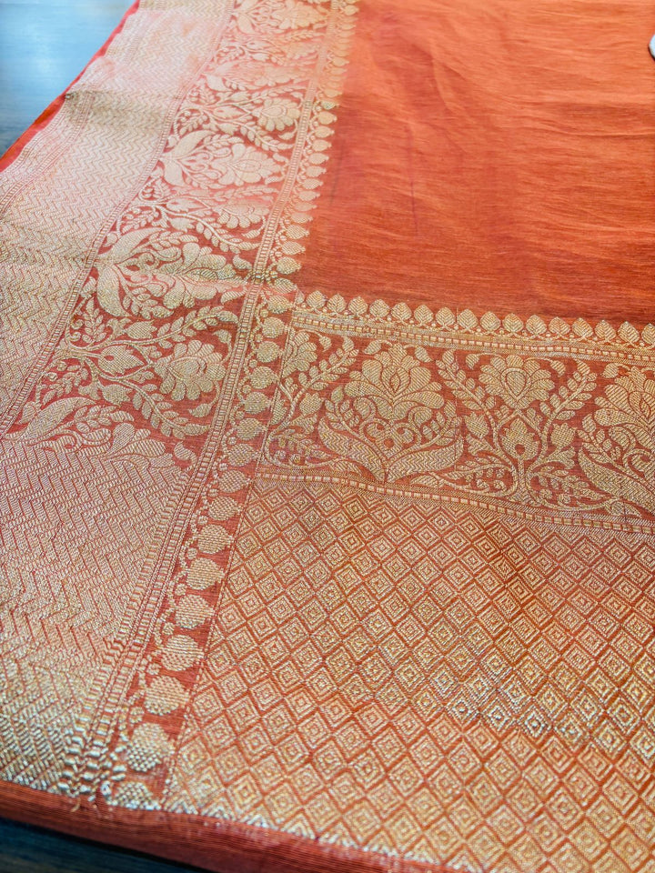 Pure Handwoven Silk Linen Banarasi Saree [new]