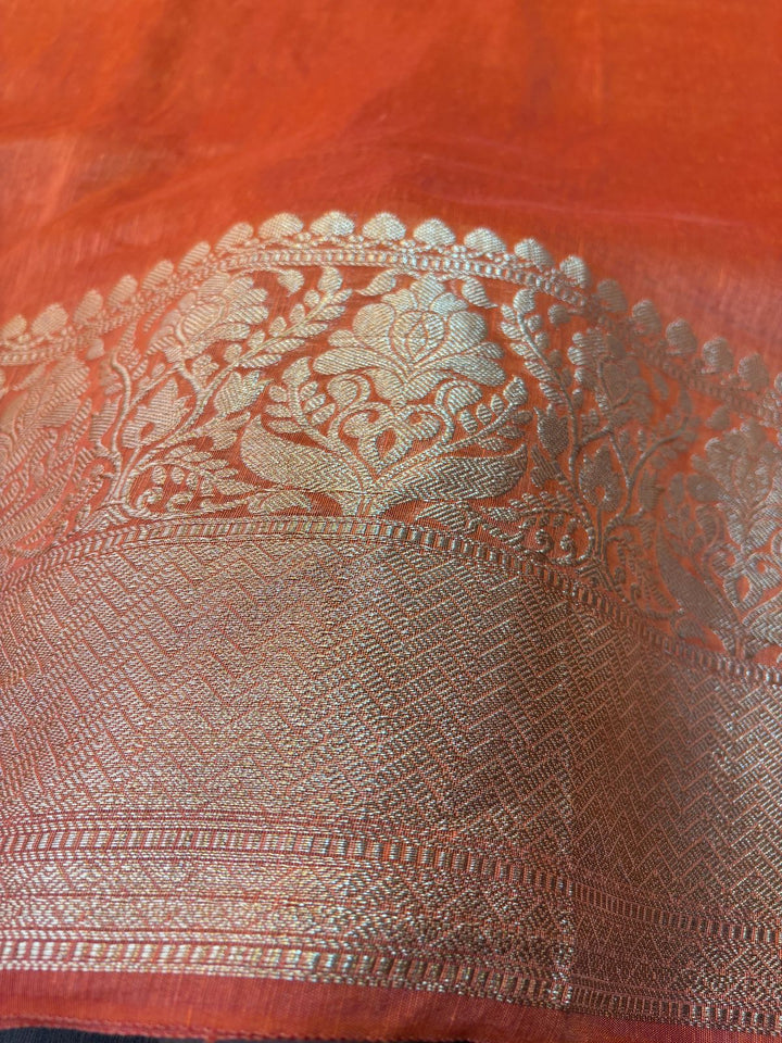 Pure Handwoven Silk Linen Banarasi Saree [new]