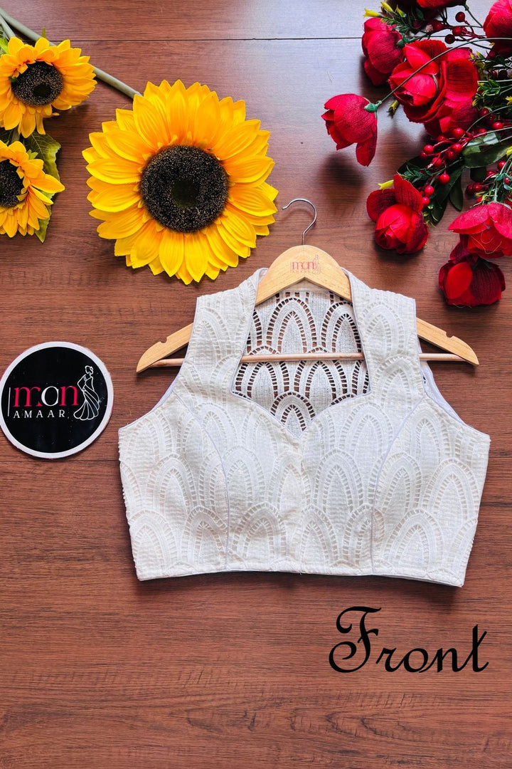 White Special Cotton Silk Blouse