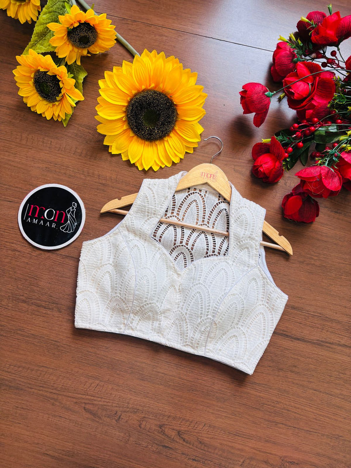 White Special Cotton Silk Blouse