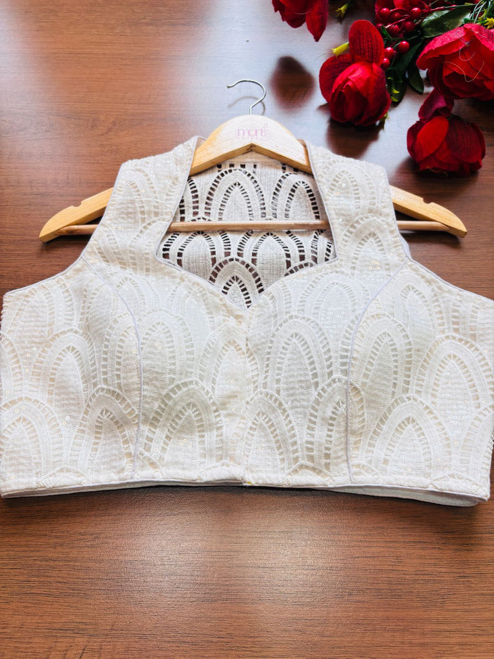 White Special Cotton Silk Blouse