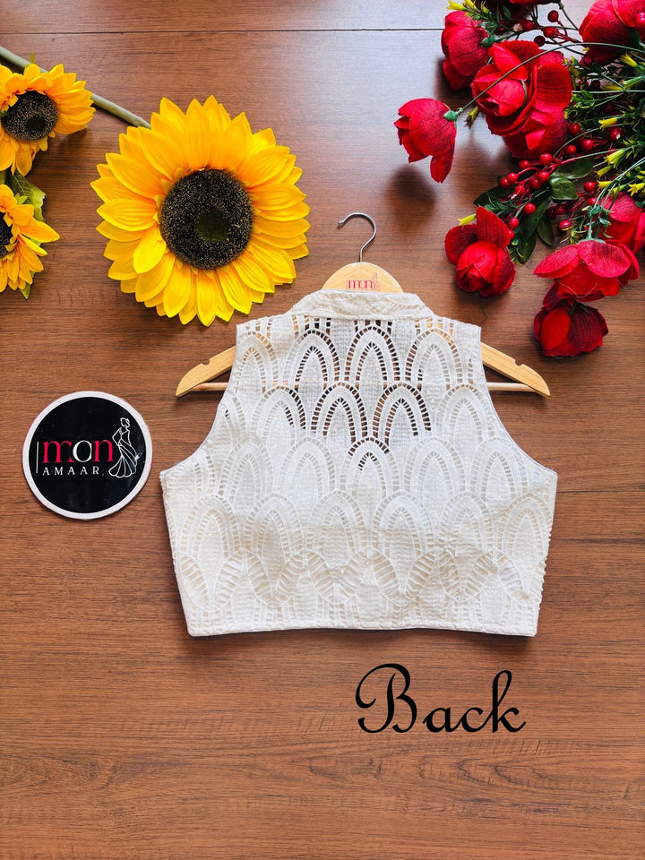 White Special Cotton Silk Blouse