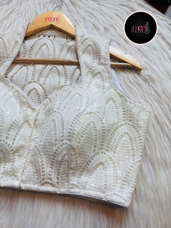 White Special Cotton Silk Blouse