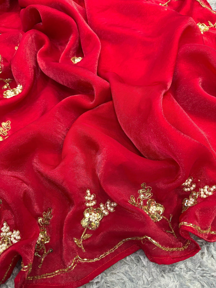 Red Rose Fancy Silk Saree