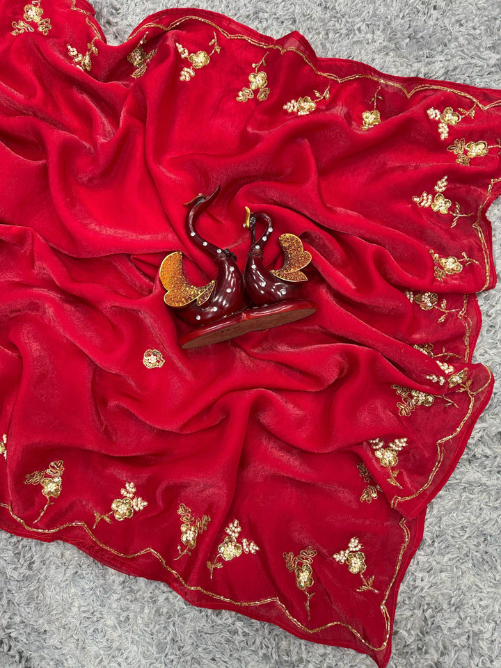 Red Rose Fancy Silk Saree