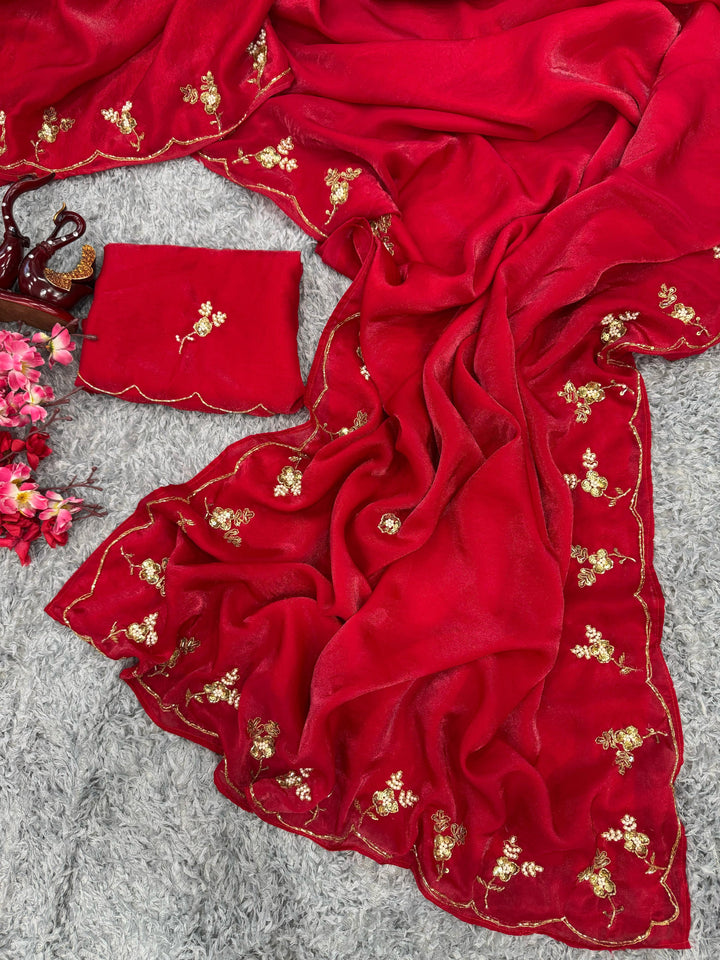 Red Rose Fancy Silk Saree