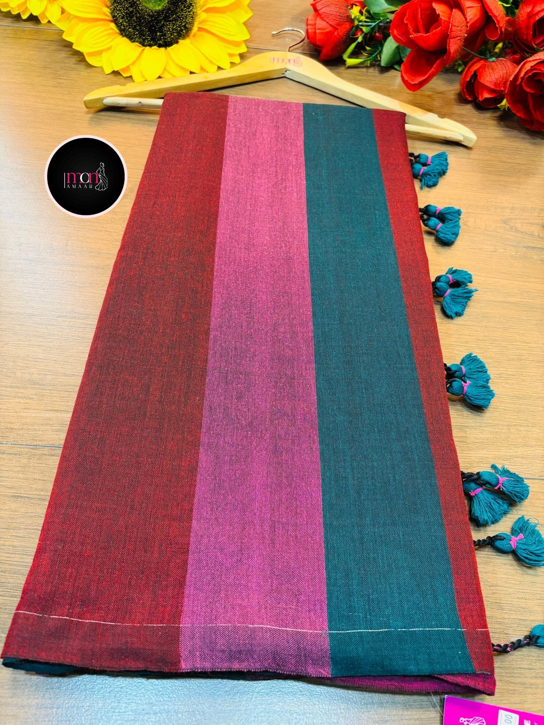 Stripe Style Multicolor Khadi Cotton Saree