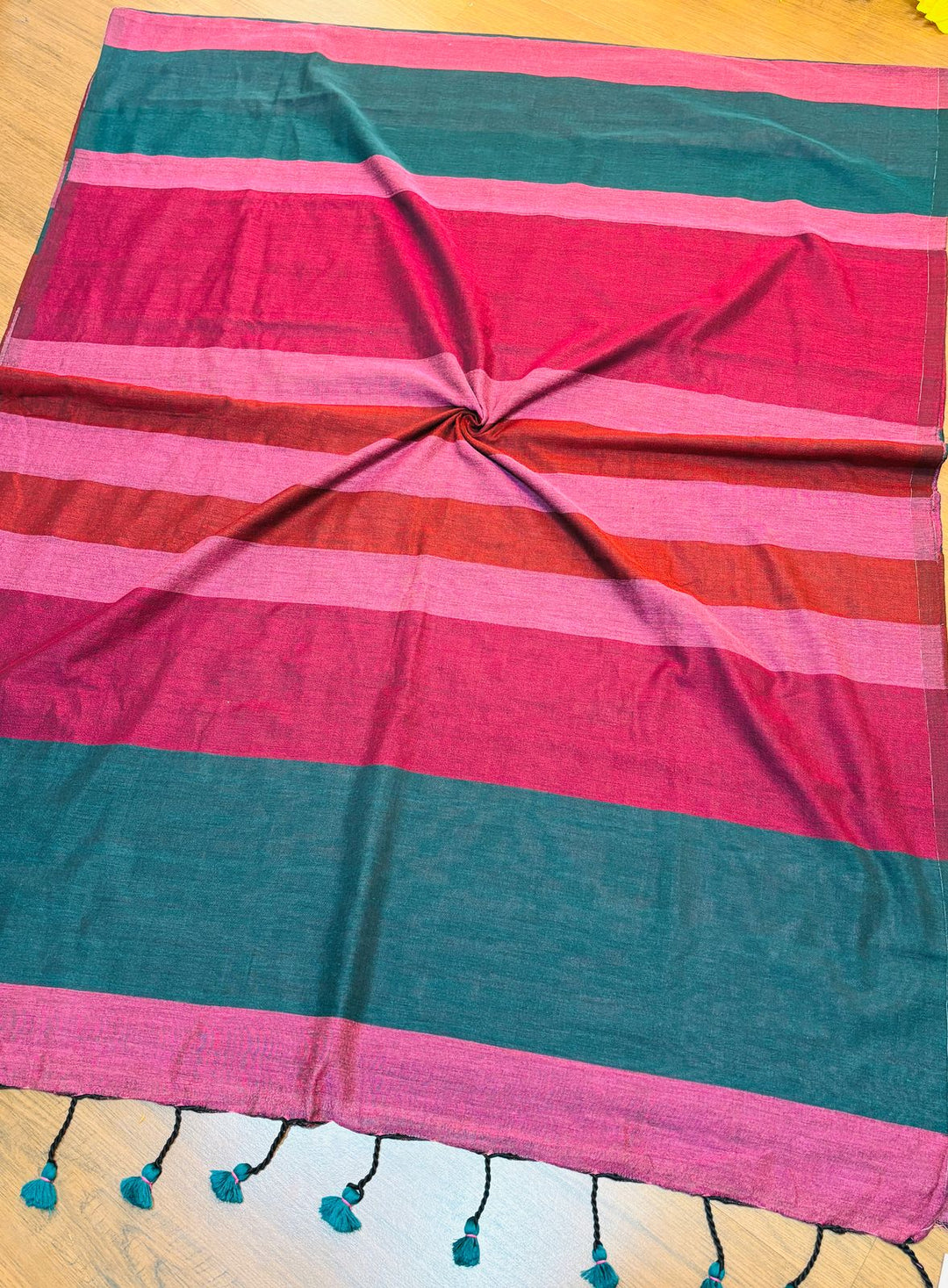 Stripe Style Multicolor Khadi Cotton Saree