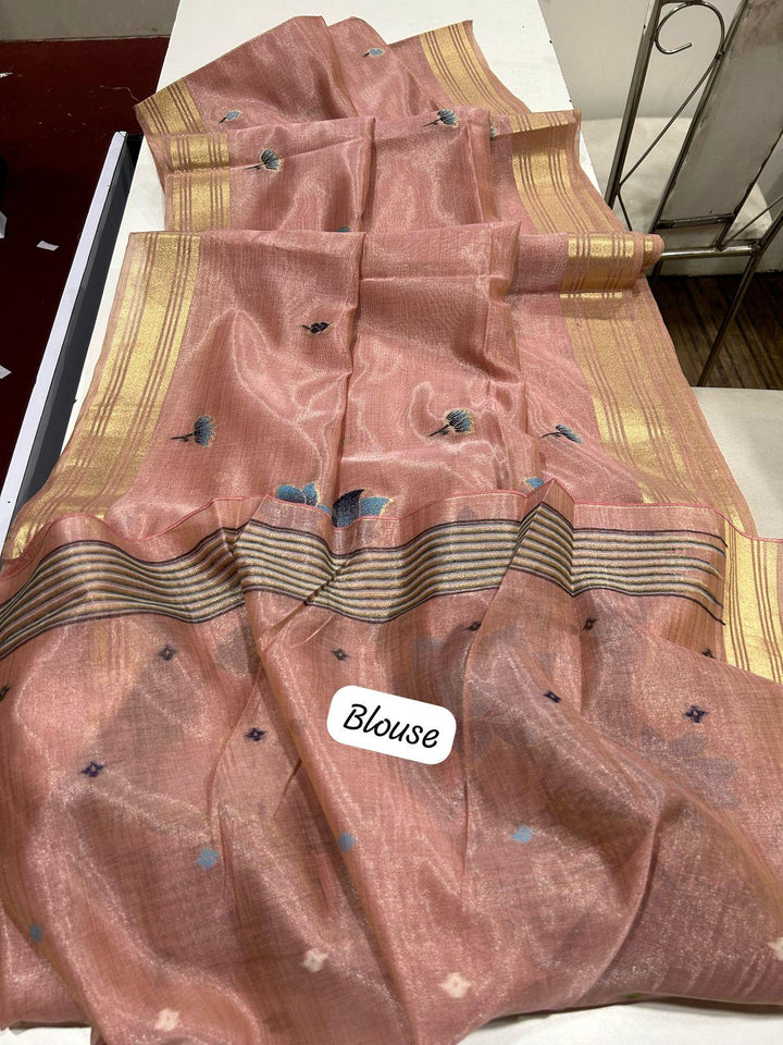 Scenic Routes Tissue Muga Cotton Jamdani Saree