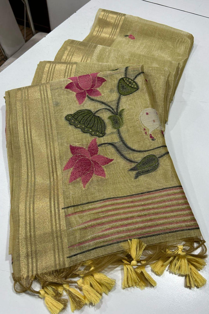 Scenic Routes Tissue Muga Cotton Jamdani Saree