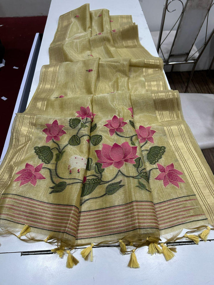 Scenic Routes Tissue Muga Cotton Jamdani Saree