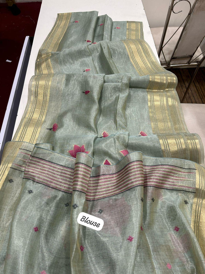 Scenic Routes Tissue Muga Cotton Jamdani Saree