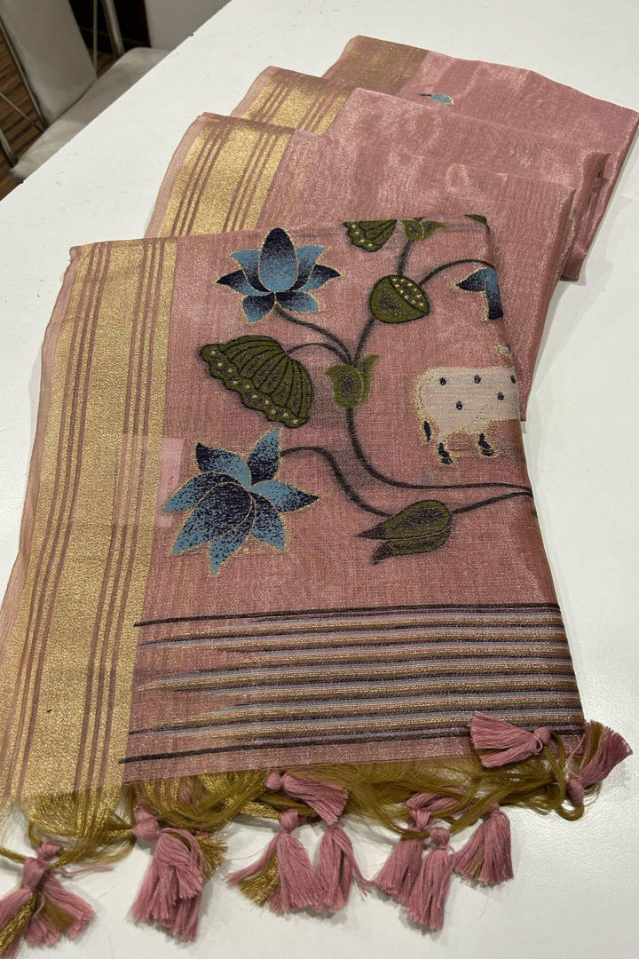 Scenic Routes Tissue Muga Cotton Jamdani Saree