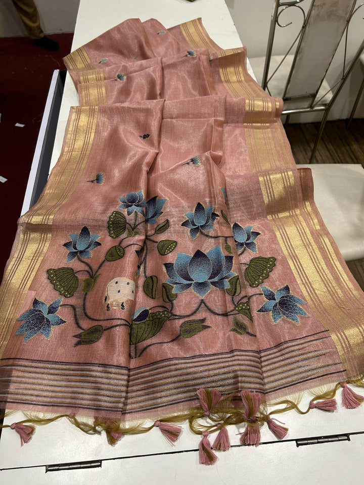 Scenic Routes Tissue Muga Cotton Jamdani Saree
