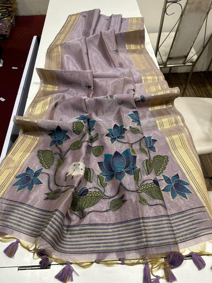 Scenic Routes Tissue Muga Cotton Jamdani Saree