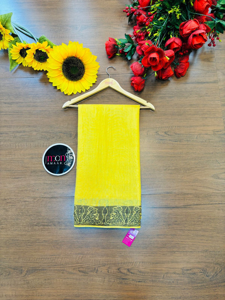 Sun Rays-Pure Handwoven Cotton Linen Saree