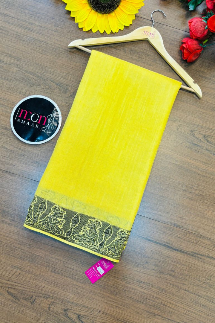 Sun Rays-Pure Handwoven Cotton Linen Saree