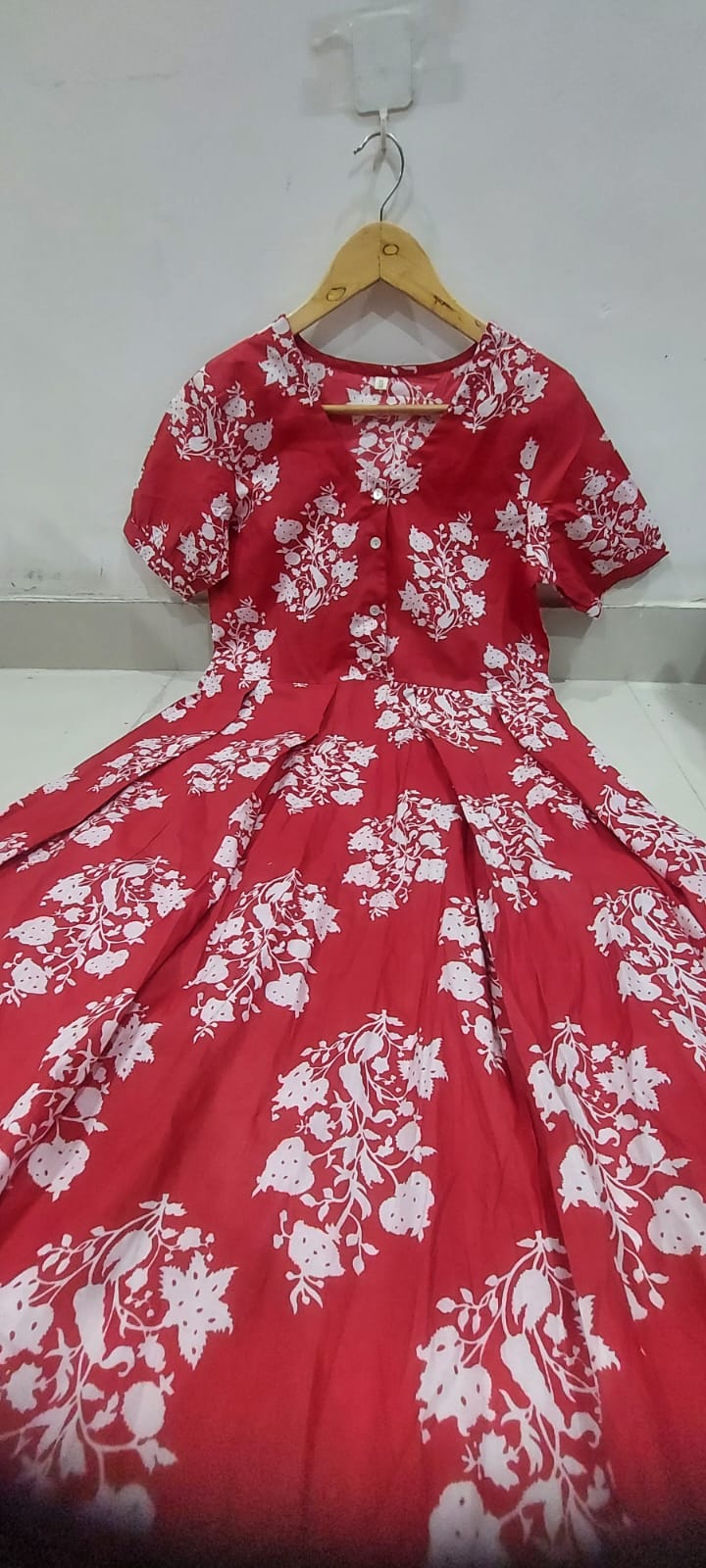 Red Flower Cotton Dress