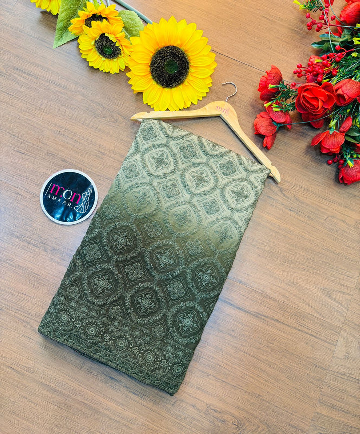 Spill the beans Of Beauty(Embroidery Saree)