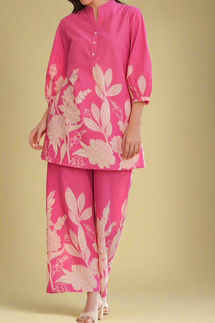 Narrator Of Style Pink Cotton Coord Set