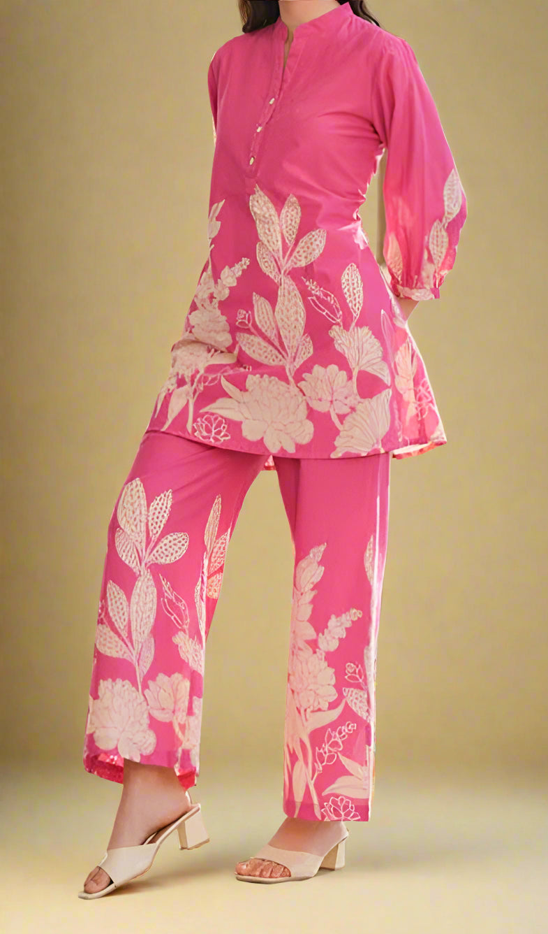 Narrator Of Style Pink Cotton Coord Set