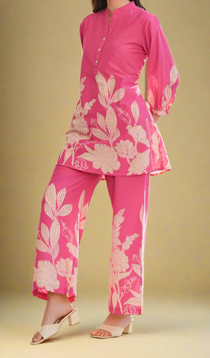 Narrator Of Style Pink Cotton Coord Set