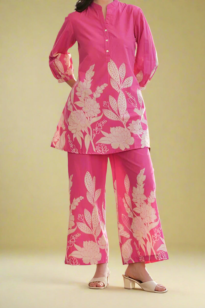 Narrator Of Style Pink Cotton Coord Set